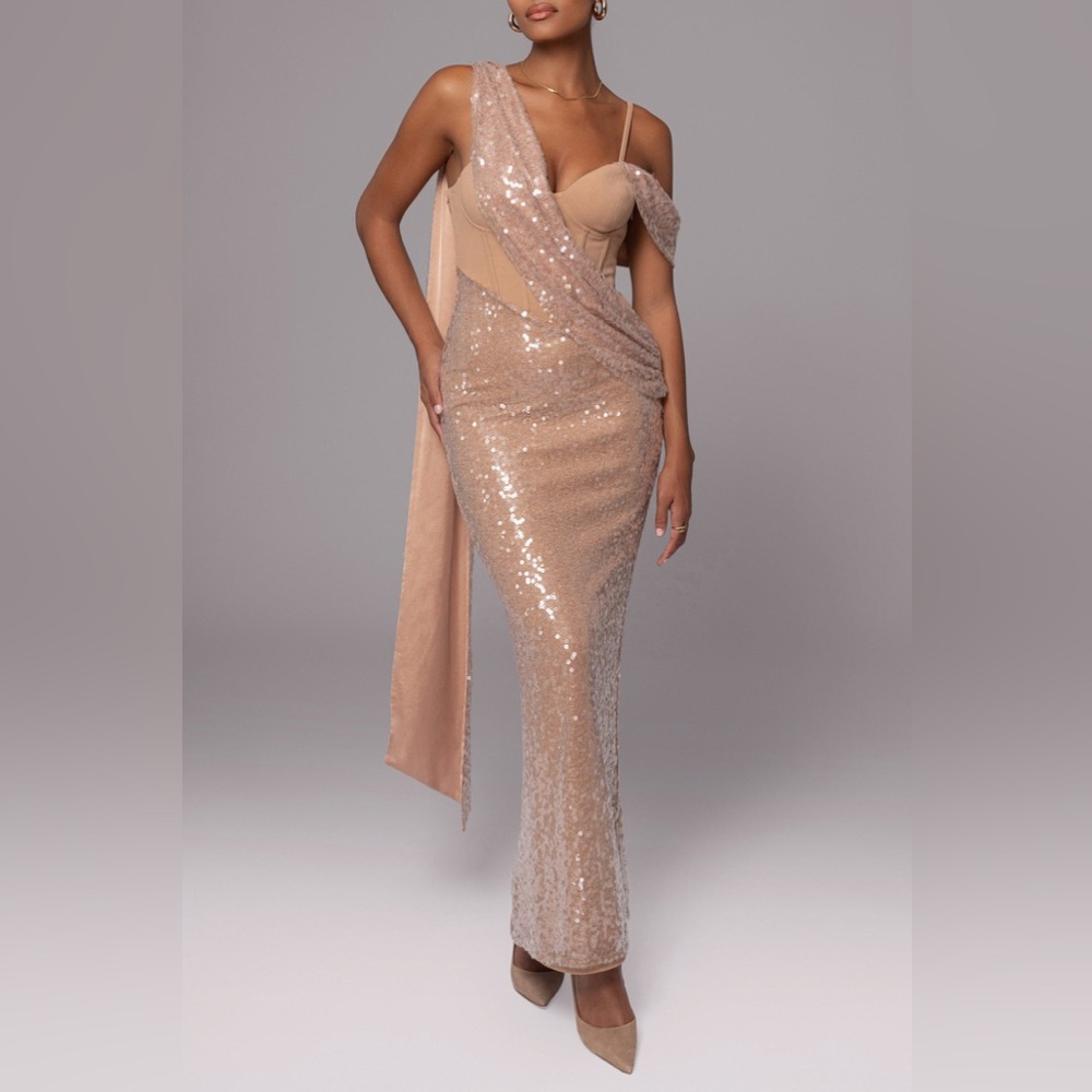 JLUXLABEL Tan Sequin Maxi Dress - Picture 4 of 4